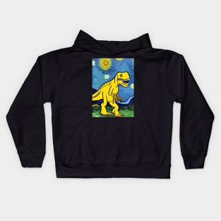 LONG NECKED YELLOW DINOSAUR VAN GOGH STYLE Kids Hoodie